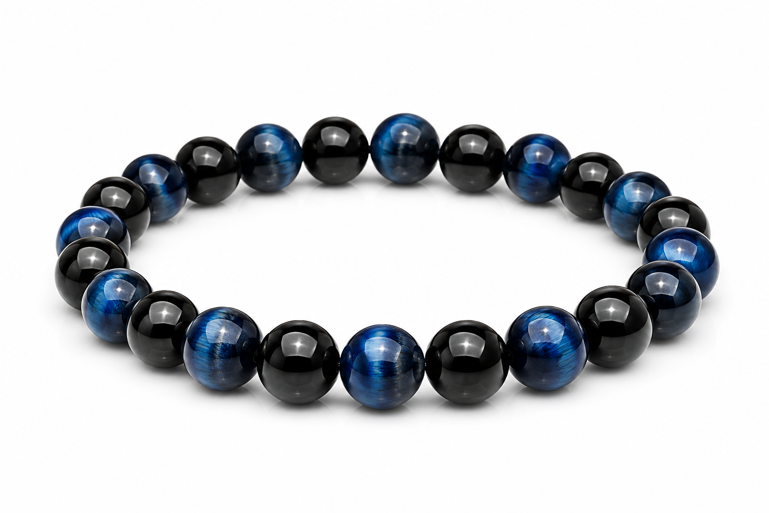 Blue Tiger Eye & Black Obsidian Bracelet | StarVeda