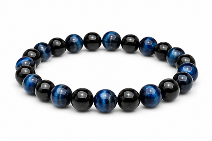 Blue Tiger Eye & Black Obsidian Bracelet | StarVeda