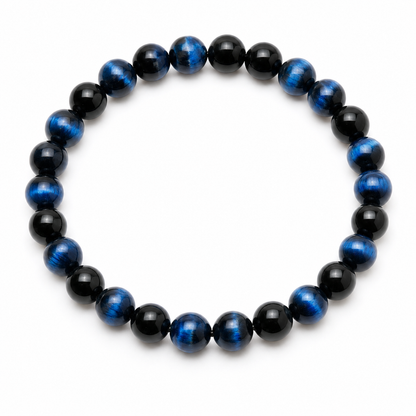 Blue Tiger Eye & Black Obsidian Bracelet | StarVeda
